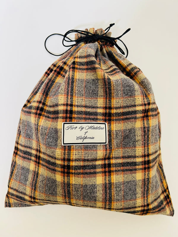 Drawstring Vintage Flannel Travel Bag