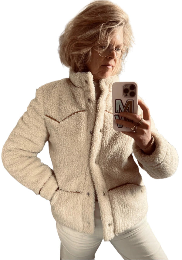 Faux Shearling Snap Front Jacket