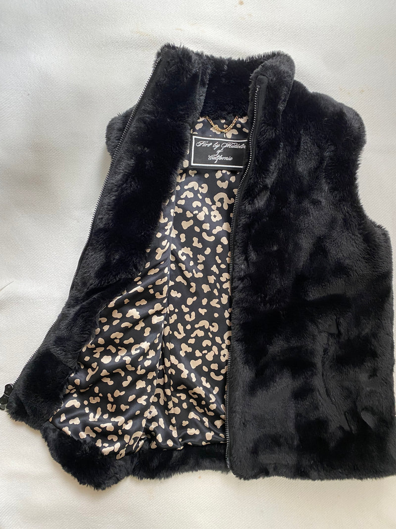 Faux Mink 2 Way Zip Front Vest