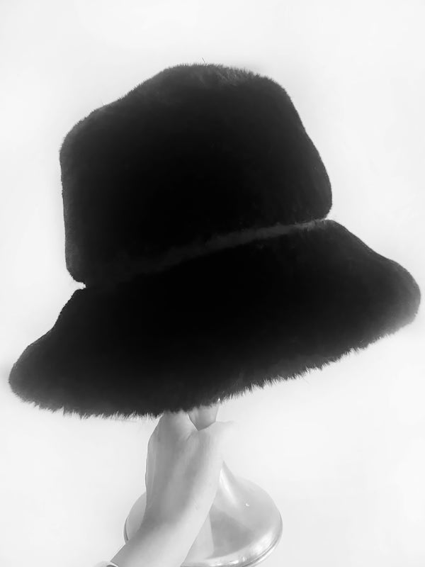 Faux Black Mink Bucket Hat
