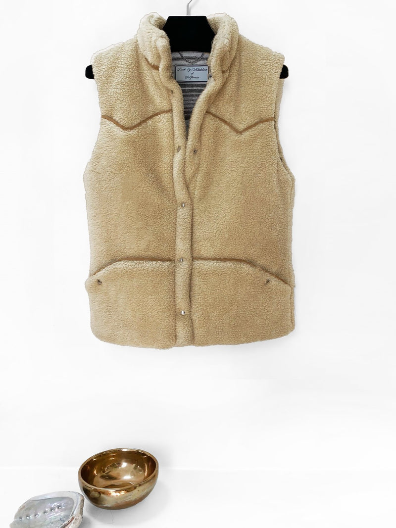 Faux Shearling Snap Front Vest