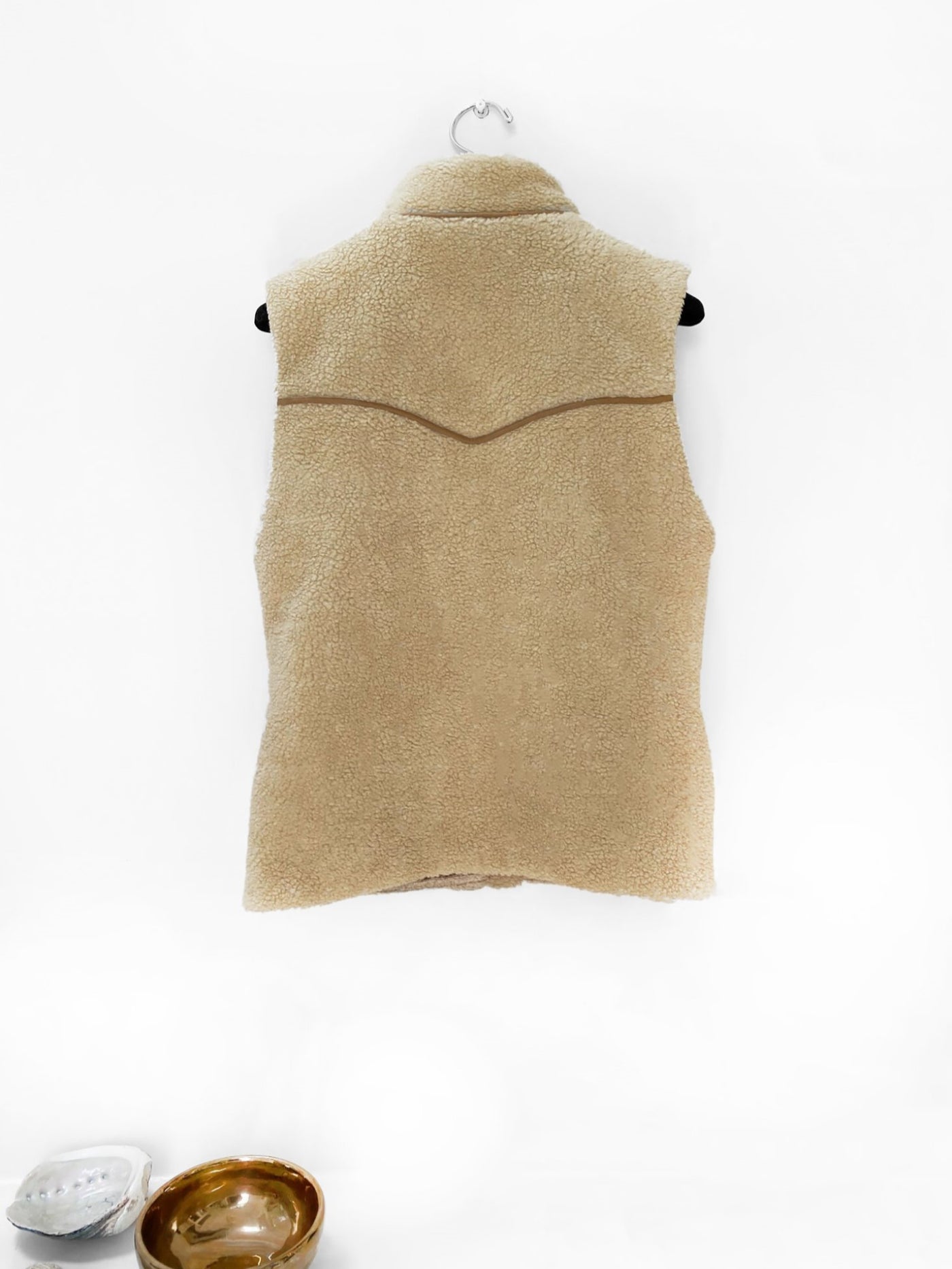 Faux Shearling Snap Front Vest – First By Madeline