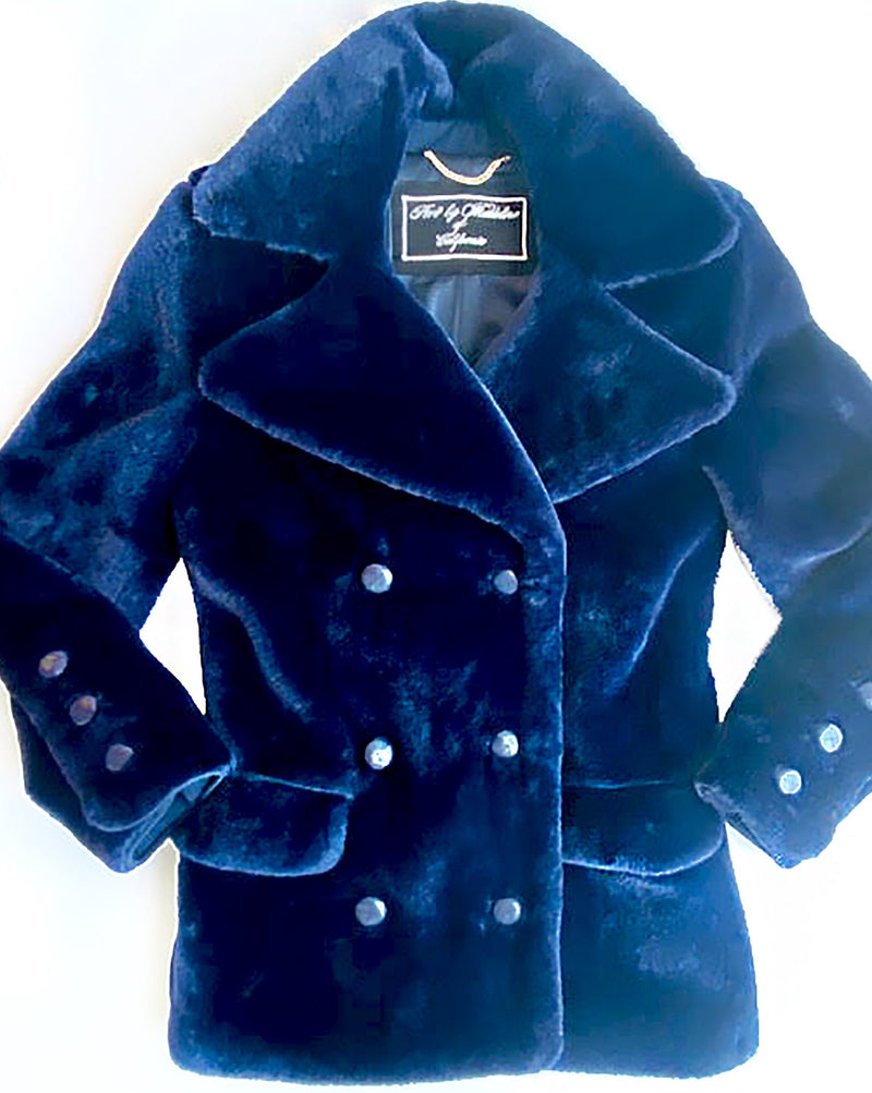 Faux Mink Navy Pea Coat